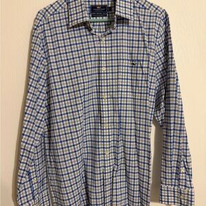 Vineyard Vines Blue, White, and Grey Plaid Shirt